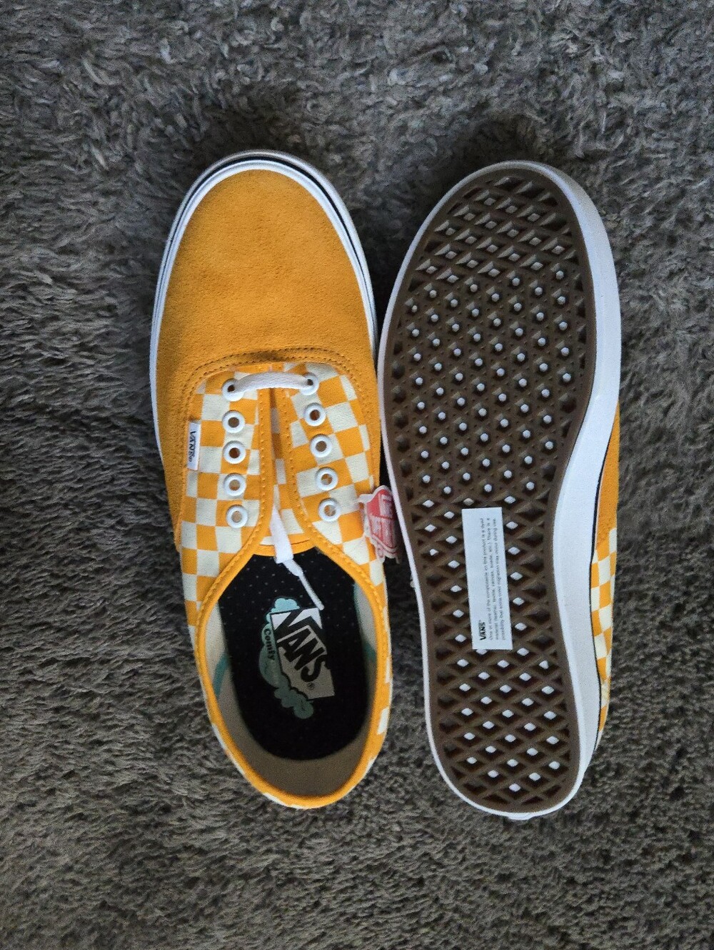 Vans Comfycush Authentic Men Size 11 Checkered Yellow And White 072026 - Picture 5 of 8